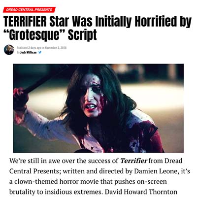 TERRIFIER Star Was Initially Horrified by “Grotesque” Script